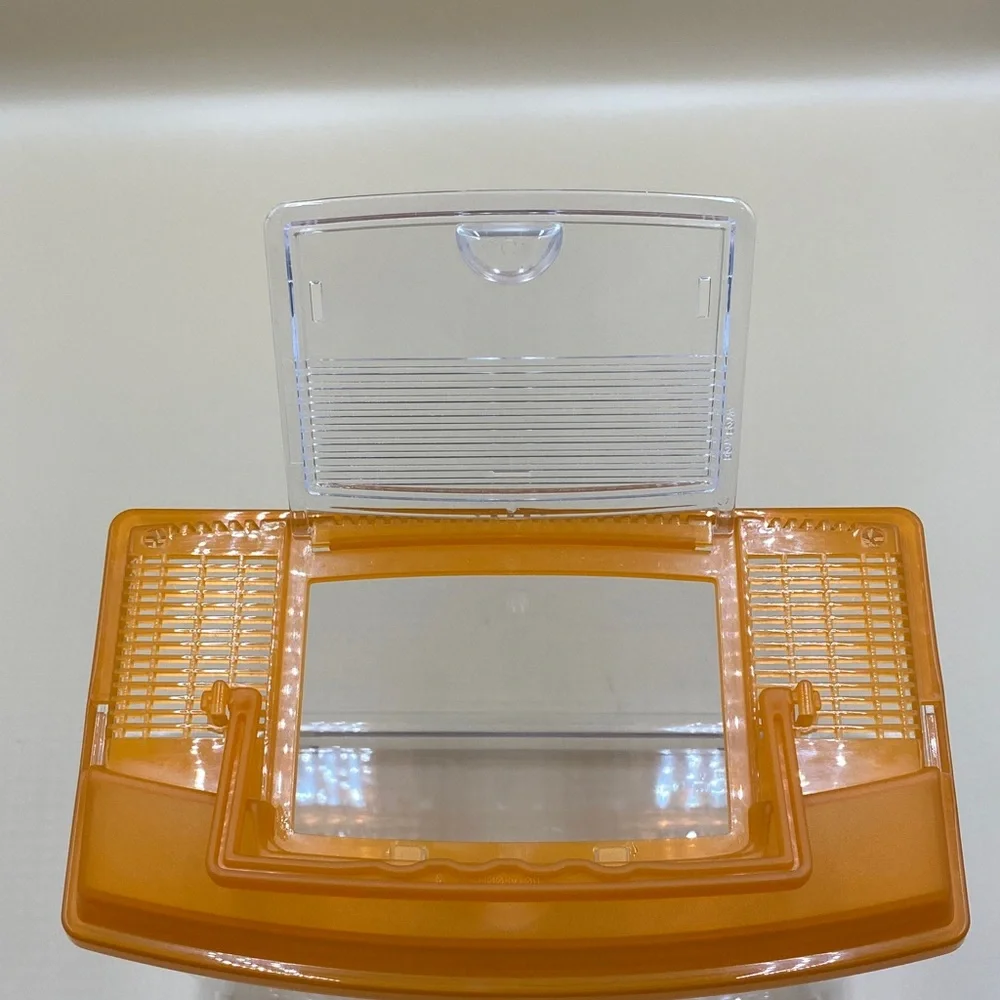 Clear Plastic Storage Container with Orange Lid pet, insect carrier, reptile.,
